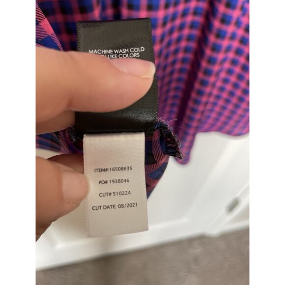 Torrid Modern Plaid Blouse Top Business Casual Size 2 2X 18-20 Pink Blue Black - Picture 6 of 7